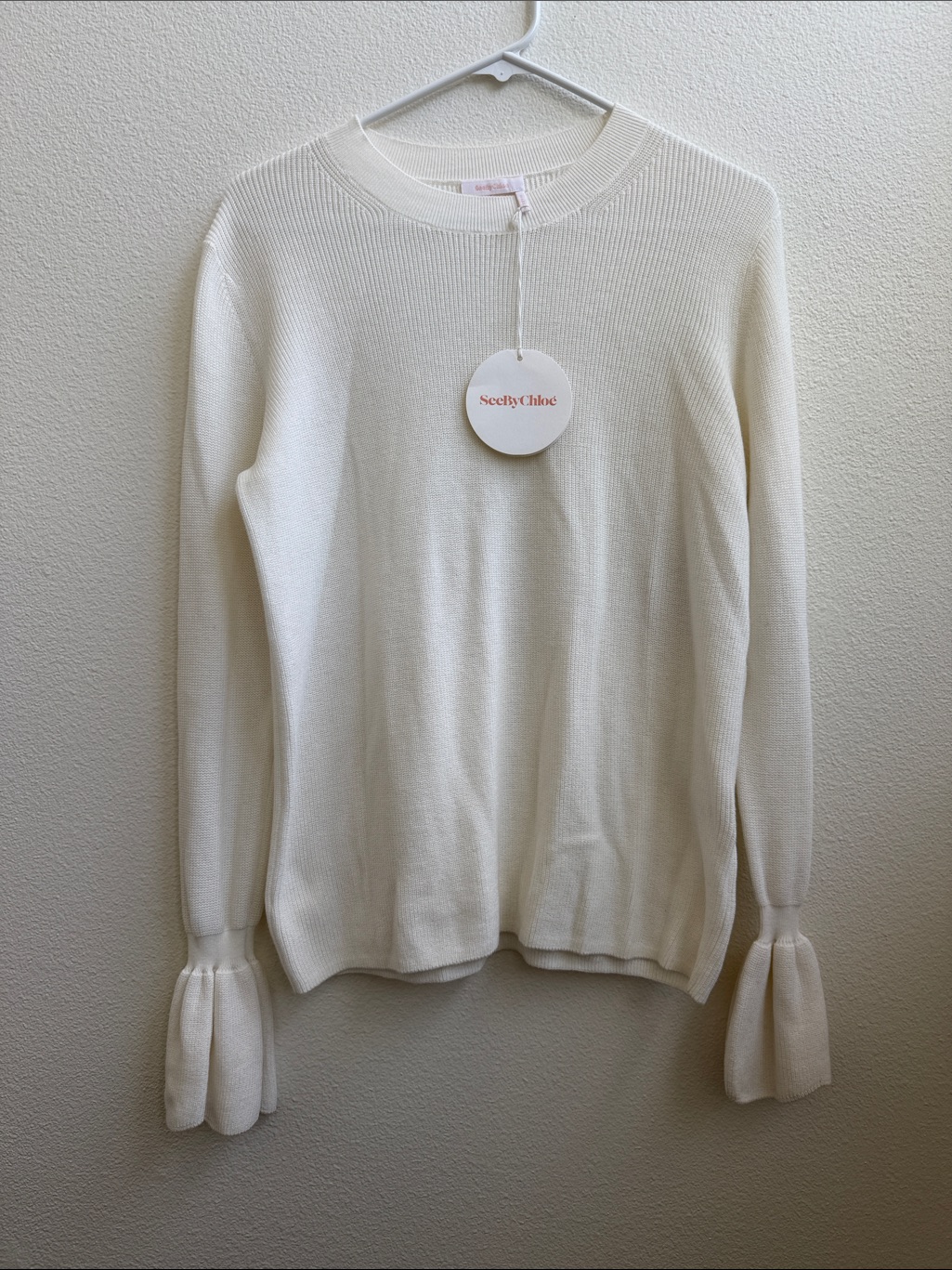 Nwt See By Chloe Cotton Sweater Snow White Sz M